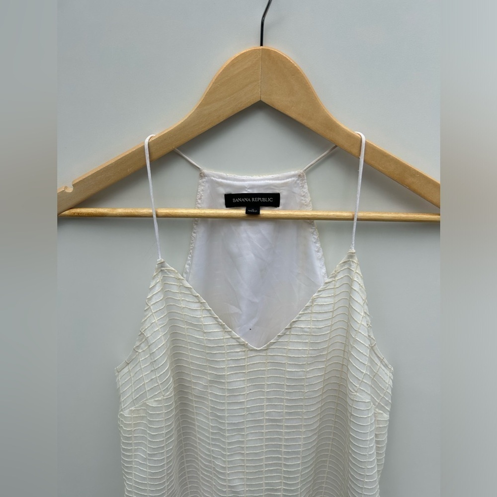 Banana republic Spaghetti strap racerback dress textured cream ivory size 4 - Picture 5 of 5